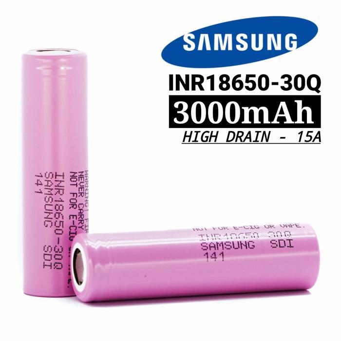 SAMSUNG 30Q BATERAI 18650 3000mAh 15A HIGH DRAIN BATTERY SENTER LED SDI INR18650-30Q