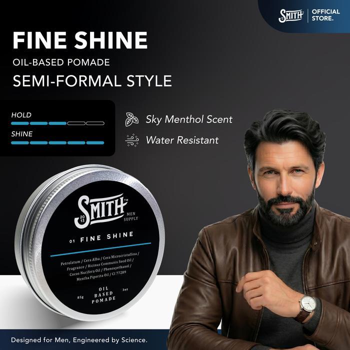 Smith Men Supply - Fine Shine Hair Pomade Oil Based 85gr / Minyak Rambut Pria Wangi / Scent Menthol