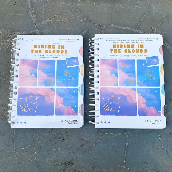 Notebook Spiral Tebal A5 Motif Gambar Aesthetic Buku Catatan Hard Cover Tebal Ring Spiral Buku Diary