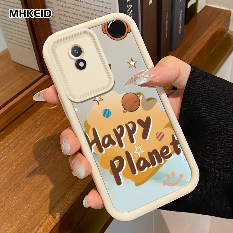 MHKEID Casing Hp Untuk VIVO Y02 VIVO Y02A VIVO Y02T Case Casing pola Planet dan Cinta Cesing HP Kesi