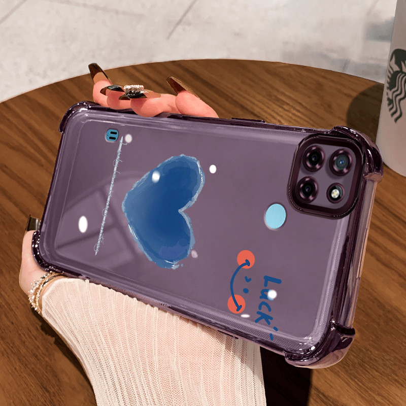 Casing Hp untuk Realme C21Y Realme C25Y C21 C15 Case Casing Hati bola pola Cesing HP Kesing empat An
