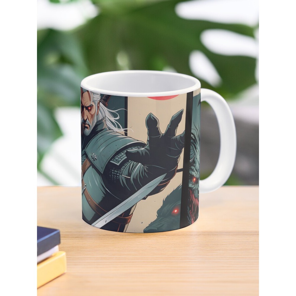 Mug Kopi Poster Retro White Wolf