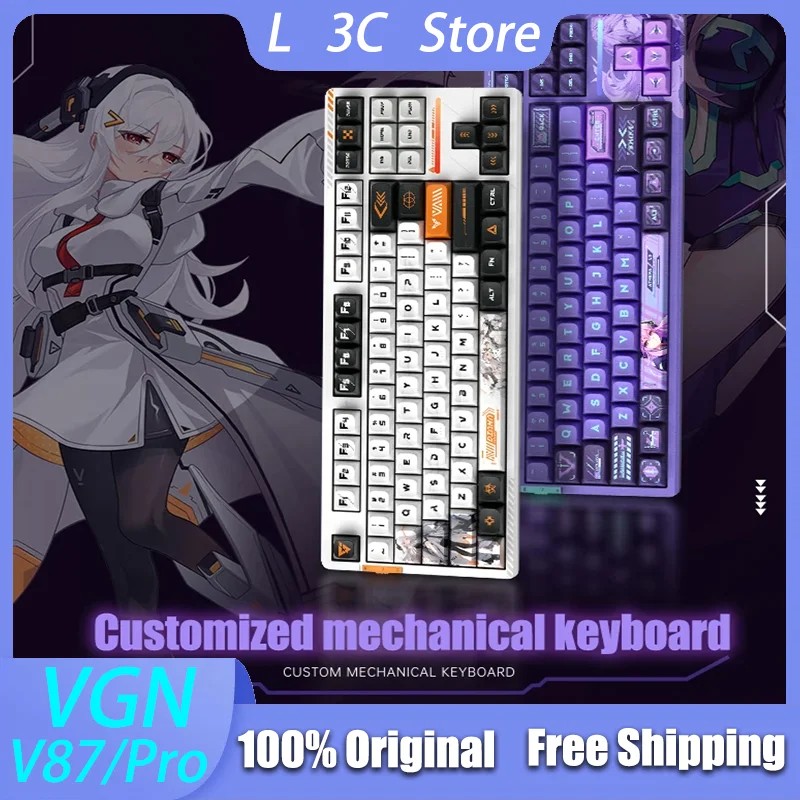 PROMO HARI INI  VGN V87 Pro Mechanical Gaming Keyboard Tri-mode Wireless USB Dynamic RGB Ergonomics 