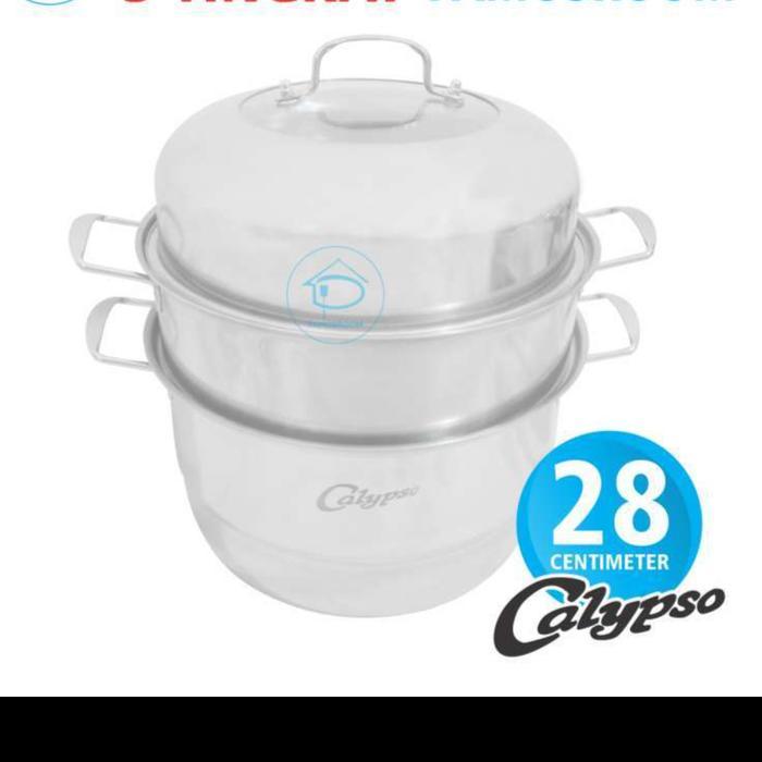 Panci Kukusan Susun 3 Steamer Stainless 28 cm Calypso Dandang