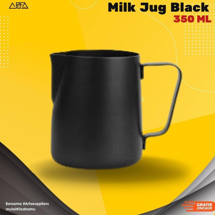 Milk Jug 350ml Black - Gelas Minuman Stainless Steel Berkualitas Tinggi BISA GRAB