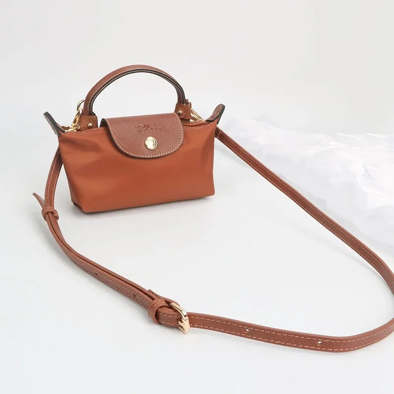 Genuine Leather Crossbody Strap forLongchamp Mini Bag Convertible Shoulder Bag Transformation