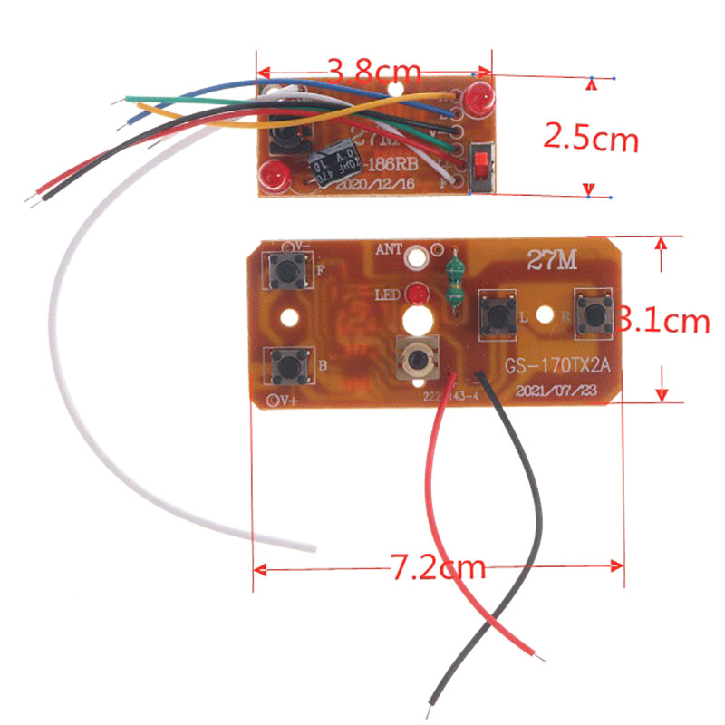 2.4G 4CH RC Remote Control 27MHz Circuit PCB Transmitter Receiver Board with Antenna Radio for RC