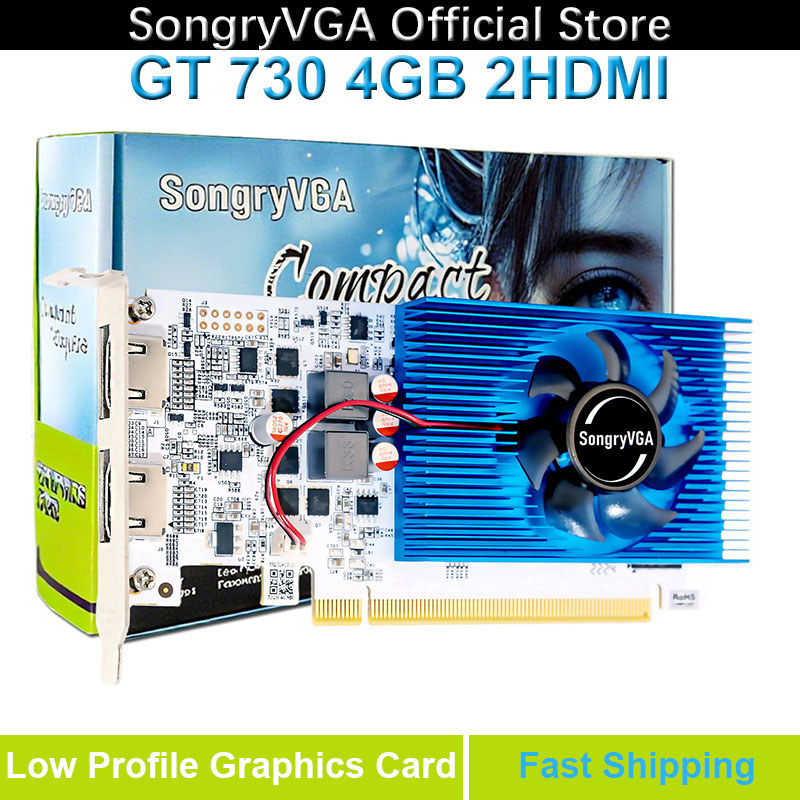 SongryVGA GT 730 Low Profile Graphics Card,4GB GDDR3 128 Bit PCIe 2.0 x16 2xHDMI Outputs 1080P