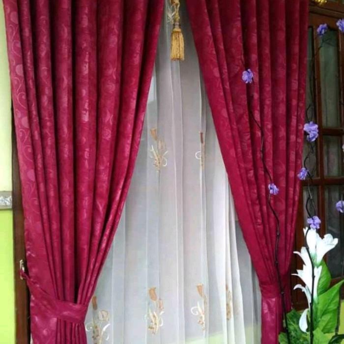 Gorden Jendela Embos Polkadot/Gorden Pintu Embos/Gorden