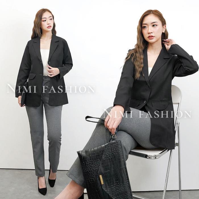 Nimi - Blazer Hitam Wanita Blazer Kerja Wanita Panjang Formal