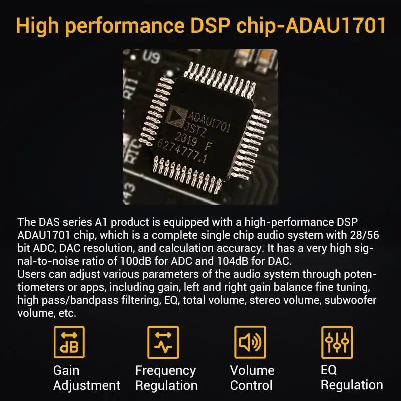 2*160W+220W TDA7498E 2.1 Subwoofer DSP ADAU1701 Bluetooth Power Amplifier Equalizer Class D USB AUX