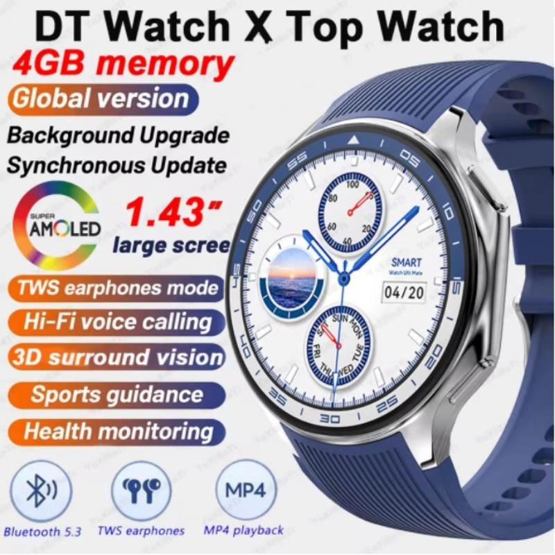 DT NO.1 DT Watch X Smart Watch 1.43" AMOLED Screen BT Call Photo Album Music Video Playback Audio