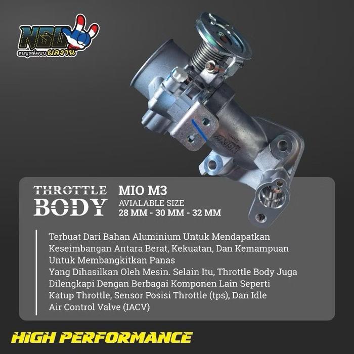 THROTTLE BODY NGO RACING TB MIO M3 XRIDE 125 FINO125 SOUL GT125 28 30 32 MM TB RACING