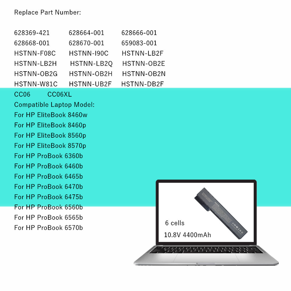 CC06XL Laptop Battery for HP EliteBook 8460w 8460p 8560p 8570p for ProBook 6360b 6460b 6465b 6470b