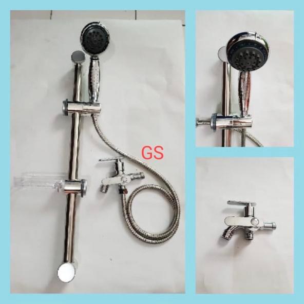 Paloma - Paket Shower Tiang Set Kran Cabang - Shower Tiang Kamar Mandi Set