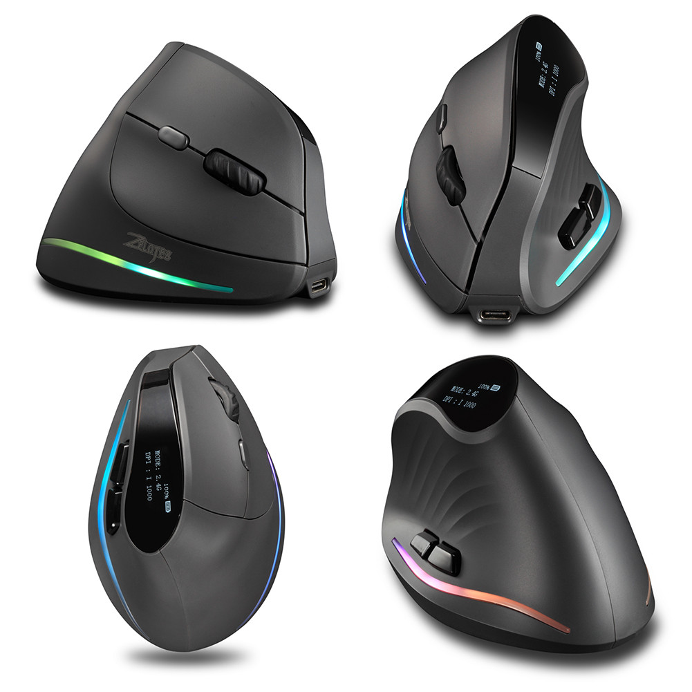 Ergonomic Mouse Adjustable DPI Vertical Mouse 7 Buttons Wireless Vertical Ergonomic Optical Mouse