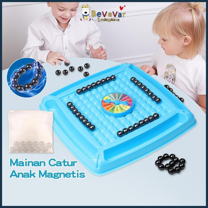 Bevavar Permainan Papan Catur Magnet Mini Permainan Papan Anak Pelatihan Catur Induksi Plastik Board
