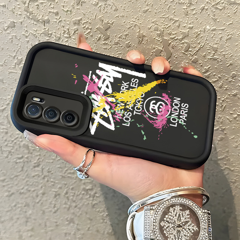 Casing Hp OPPO A16 OPPO A16s OPPO A54s Case Graffiti semprot cat Kasing silikon Cesing murah Kesing 