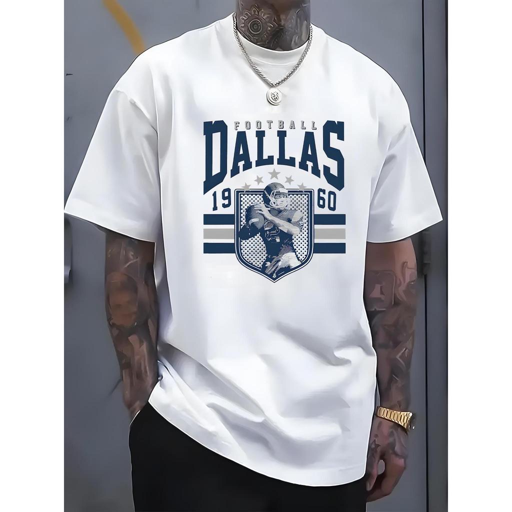 Dallas 1950s Football Graphic Men's T-Shirt - Casual & Comfortable Cotton Crew Neck Tee - Ideal for 