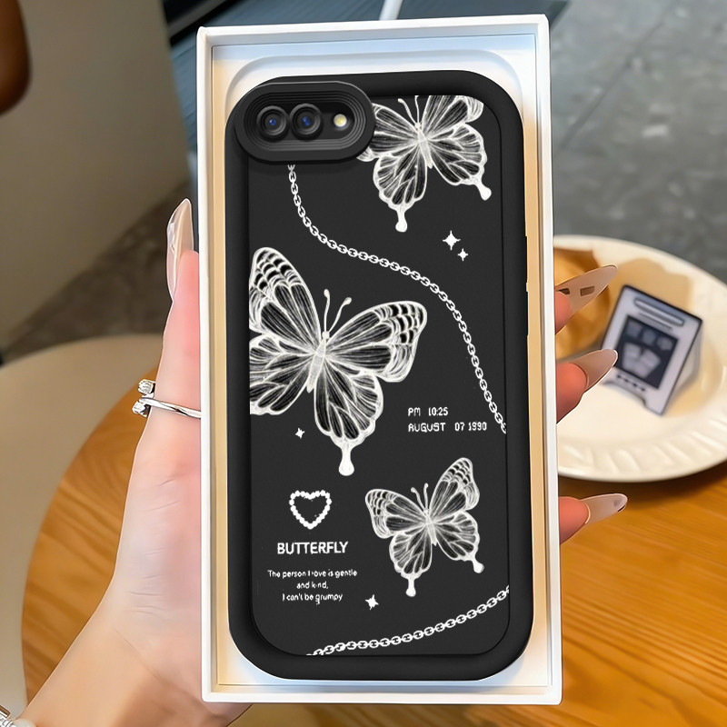 Casing Hp untuk OPPO A5 A3s A12E Reaalme C1 Realme 2 Case Rantai dan Kupu-kupu Kasing silikon Cesing