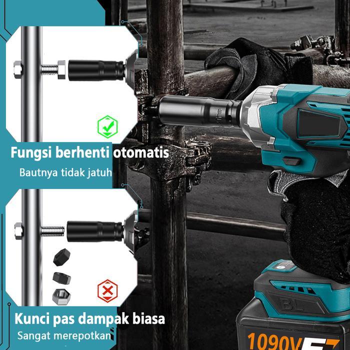 Best Seller Jld 1090S Cordless Impact Wrench 1090V 2 Baterai Bor Buka Baut Kunci 48 Volt Original