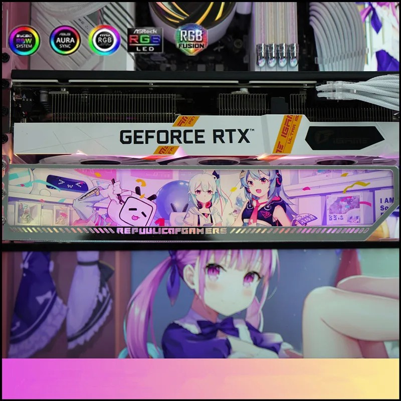 ARGB Graphics Card Bracket,Customized RTX3090 4090 Series Anime GPU Holder,PC Gaming Cabinet