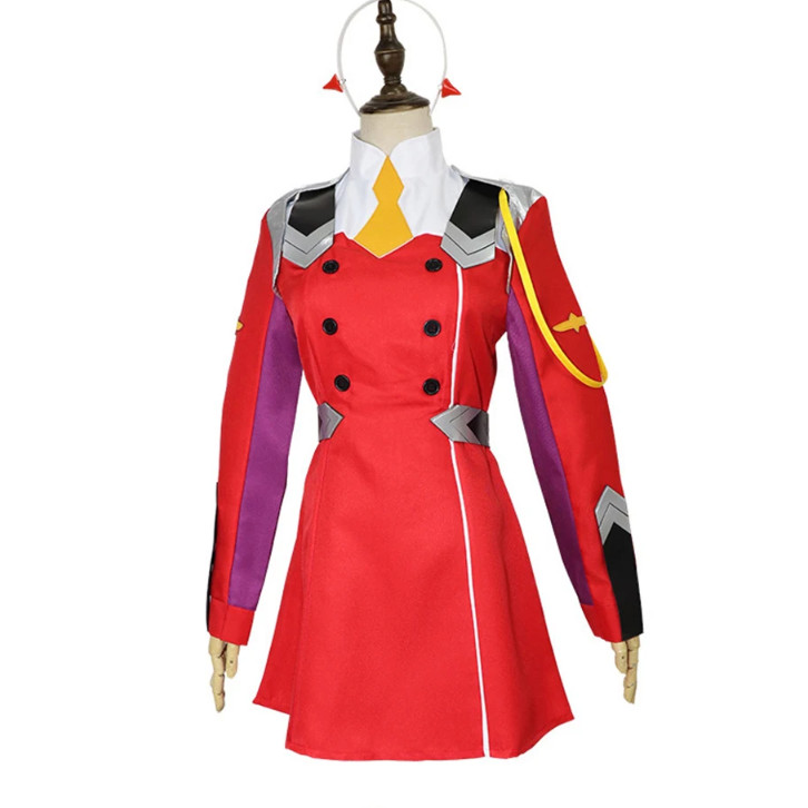 ANIME ZERO TWO COSPLAY COSTUME DARLING IN THE FRANXX ZERO TWO 02 DRESS UNIFORM SUITS HEADWEAR WIG