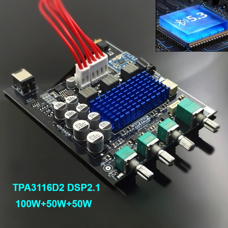 TPA3116 BLUETOOTH 5.3 DSP 2.1 POWER AMPLIFIER BOARD 100W+50W+50W SUBWOOFER AUDIO AMPLIFIER DC12V-24V