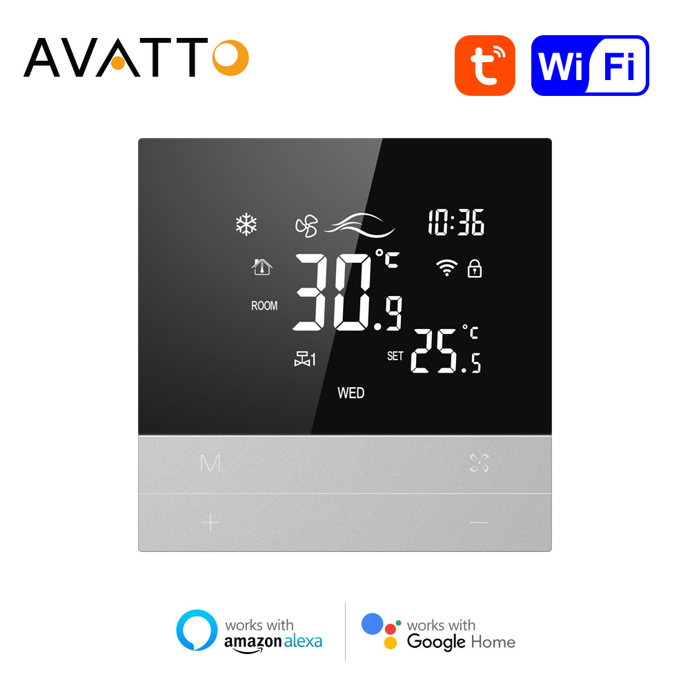 AVATTO Tuya WiFi Smart Central Air Conditioning Thermostat Switch Heating Cool 3 Speed Fan Coil Unit