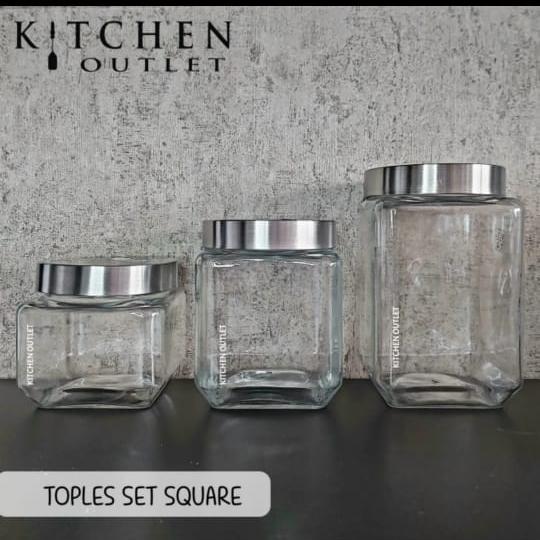 Toples Kaca Toples Kaca Tebal Toples Set isi 3