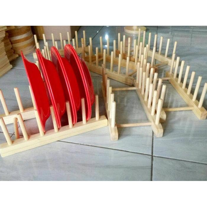 Rak Piring Kayu Pinus / Tempat Piring Kayu Pinus finishing
