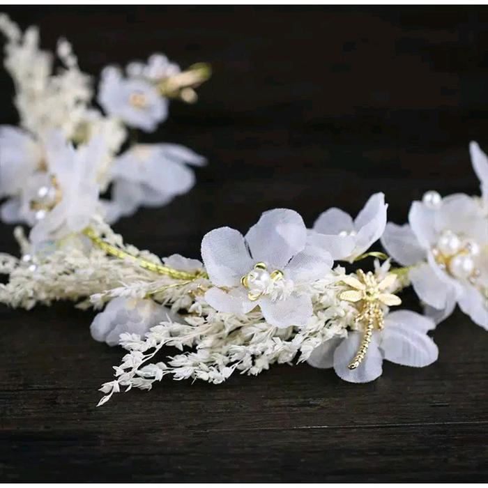 Headpiece Aeris - Mahkota Bunga Putih Headpiece Hiasan Hijab / Kepala Elegan Aksesoris