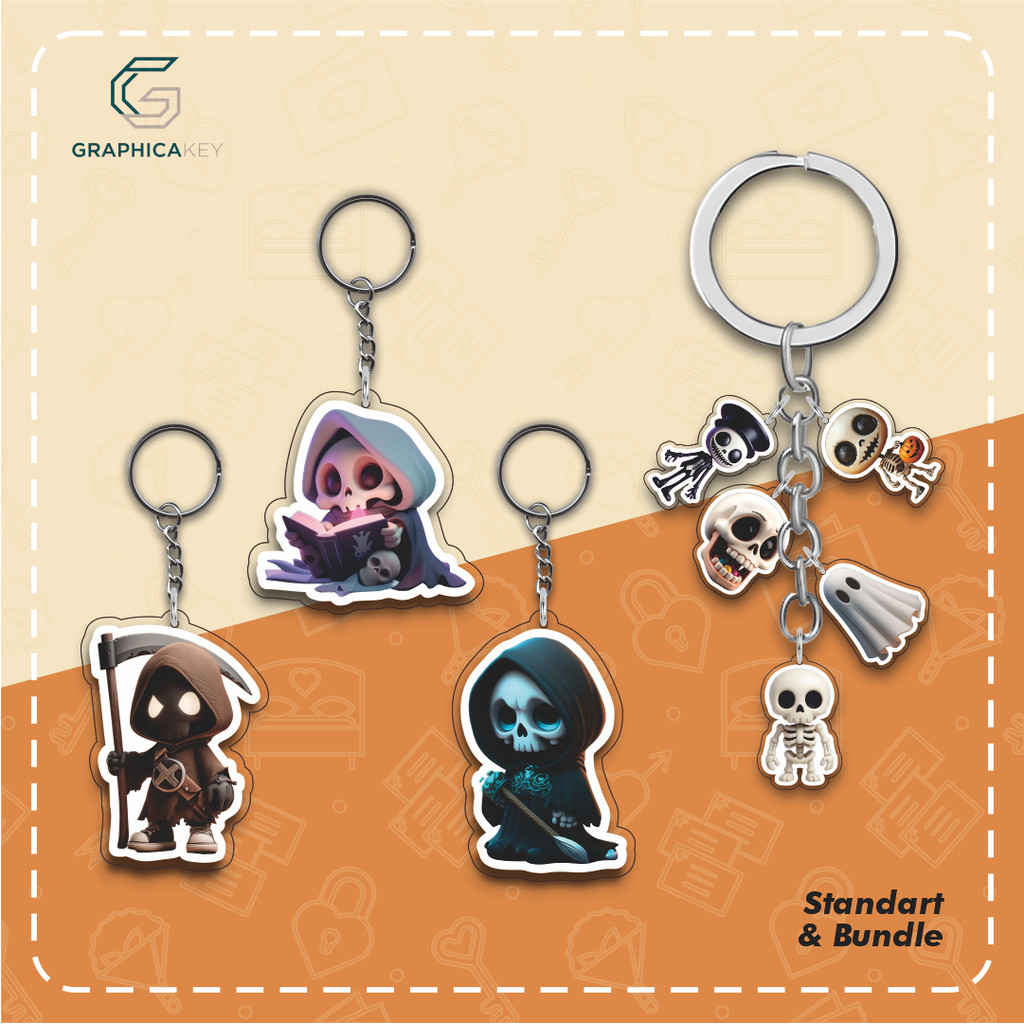 Gantungan Kunci Fidget Toy Tengkorak - Keychain Skeleton Mainan Anti Stress