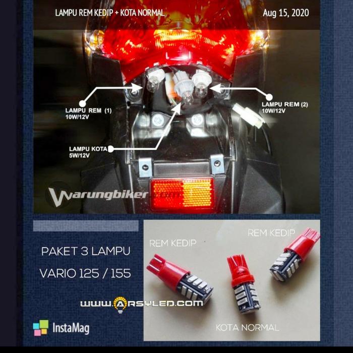 Paket Lampu Led Motor Rem Honda Vario 125 150 Kedip Strobo / Normal