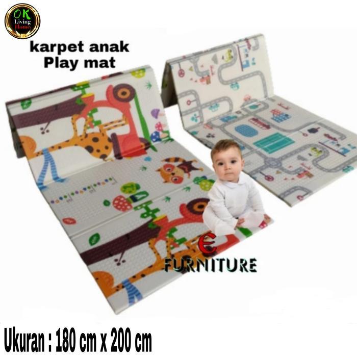 baby play mate, matras lipat anak, karpet anak, playmate motif 2 sisi