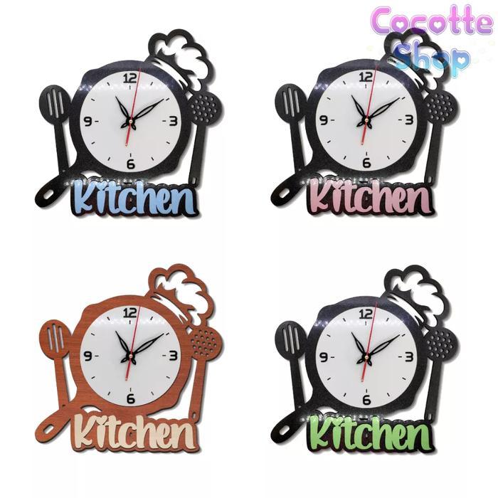 Jam Hiasan Dinding Unik Dapur Huruf Timbul Kitchen jam dinding Kado Mesin Pink