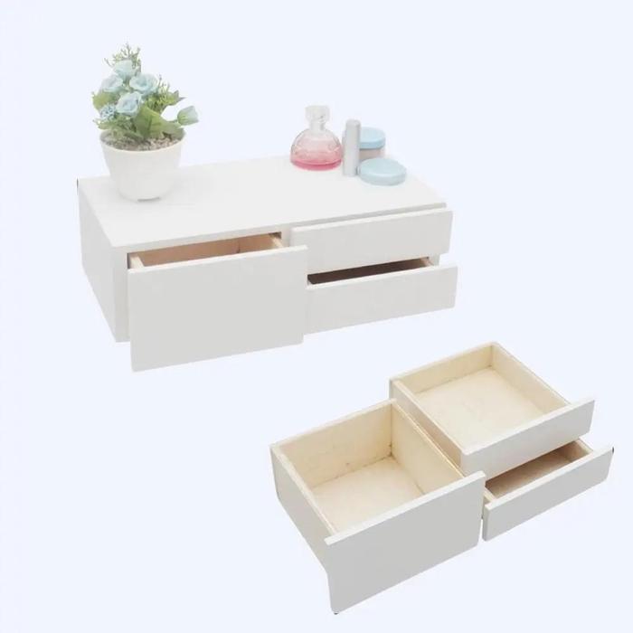 Rak dinding ambalan meja rias makeup minimalis 3 laci tempel dinding