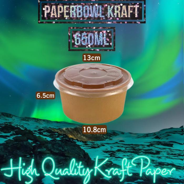 Thebest- Paper bowl Kraft 650ml NESTO Paper bowl Coklat 22oz Paper bowl 650ml