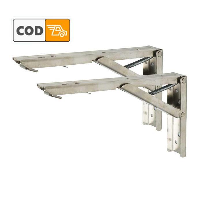 Bracket Engsel Siku Meja Lipat 65kg 12 Inch 2 PCS Stainless Steel Kokoh Kuat Membuat Jemuran Rak