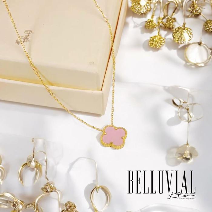 Kalung Titanium - Belluvial titanium - Kalung - Necklace - Kalung Leher Clover - Tidak Berkarat -