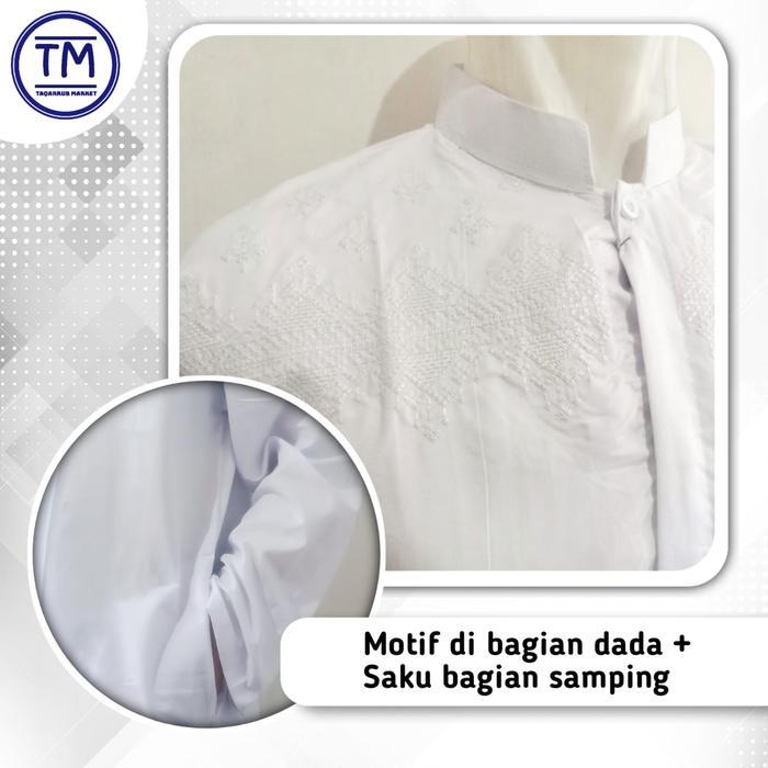 Baju Koko Murah Putih Polos Baju Koko Lengan Panjang Putih Motif Dada Baju Koko Pria Kemeja Pria -
