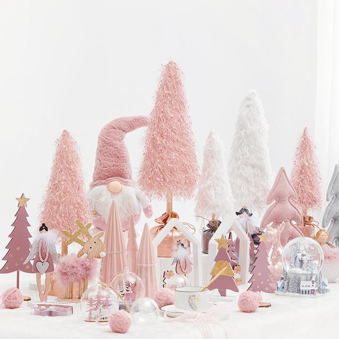 Hiasan Dekorasi White Pink Tema Patung Boneka Pohon Natal Christmas Ornament Decoration Terpercaya