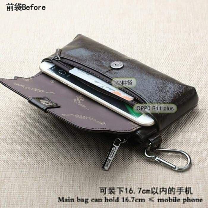 Dompet Pria Sarung Hp Pinggang Pria Dompet Kulit Asli Hp Pria Dompet Hp Horizontal