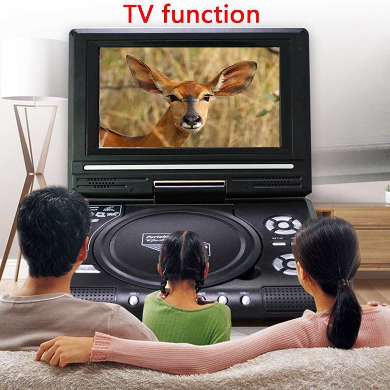 Portable 7.8 Inch TV Home Car DVD Player HD VCD CD MP3 HD EVD Player With TV/FM/USB/Game Function-EU