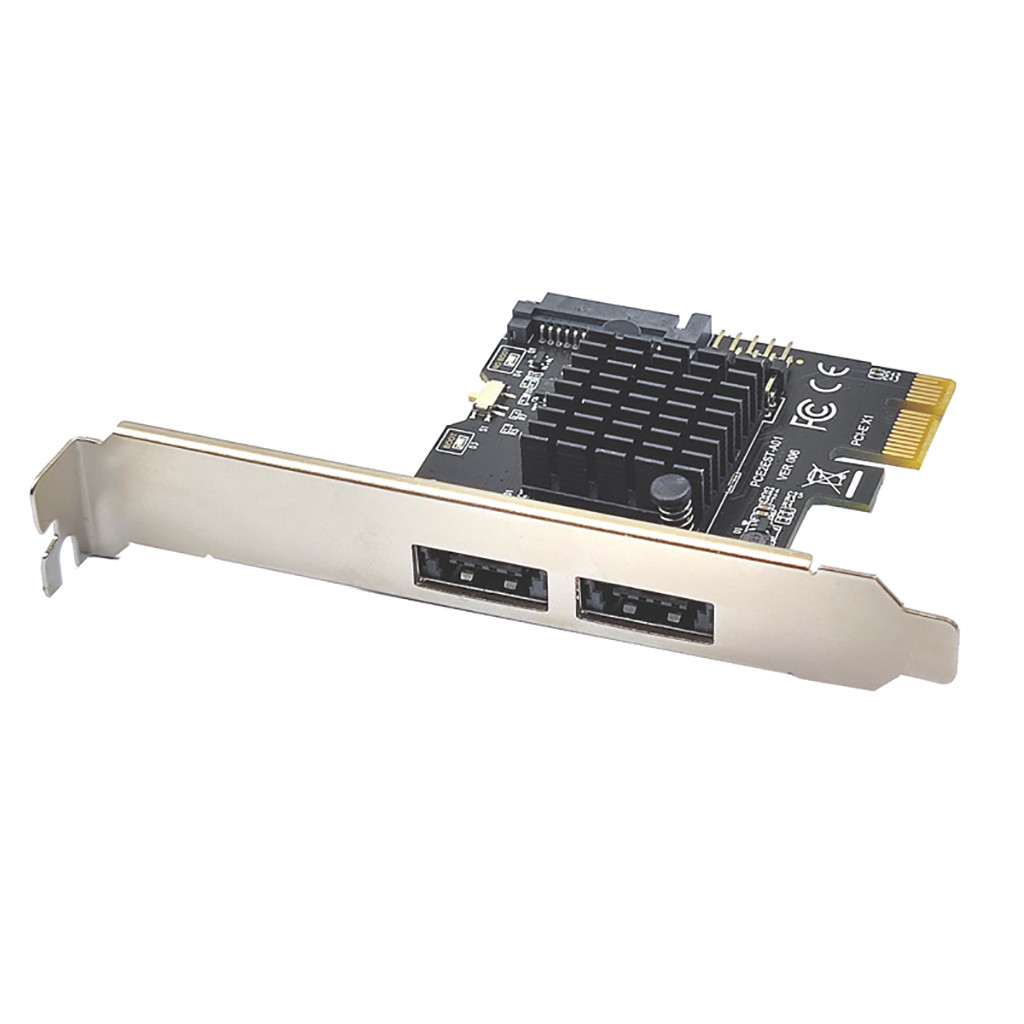 6Gbps PCI-E PCI-Express x1 to Dual Power Over eSATA + USB Expansion Card USB 2.0 9pin SATA 15pin