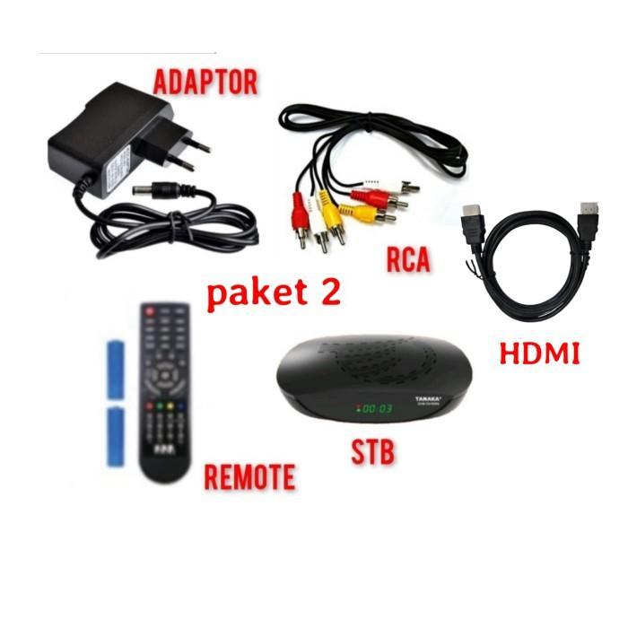 Stb Dvb Set Top Box Tv Digital Tanaka T2 New Body Plastik Hitam - Paket 1 2 3 4 Pasti Diskon