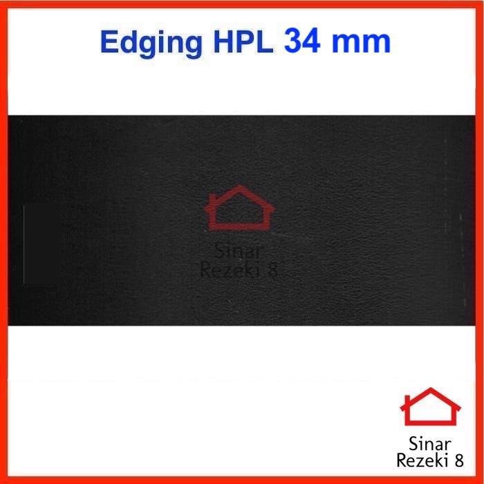 Edging HPL 34 mm HITAM / Black Solid Pinggir Meja Solid taco PVC .