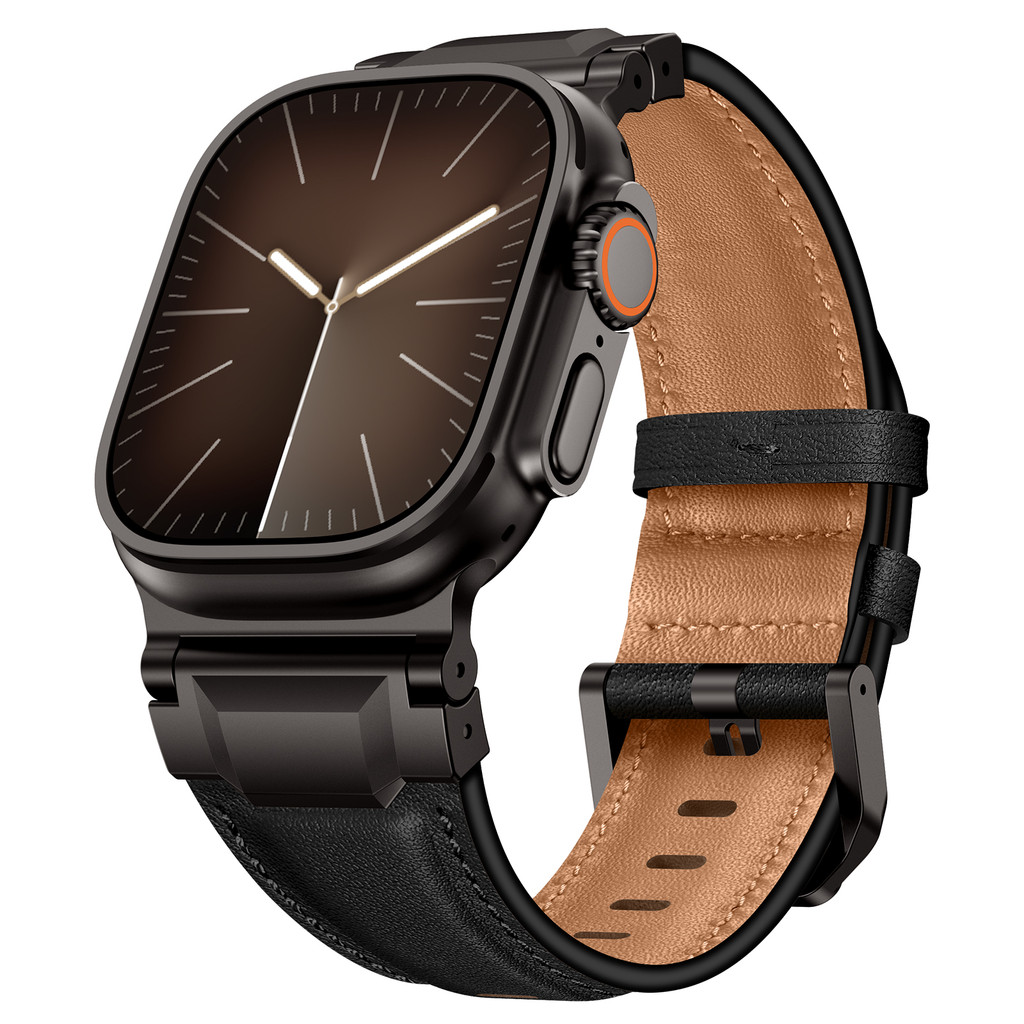 VWAR TOP Genuine Leather Band for Apple Watch Ultra 3 2 49mm Titanium Conneter for iWatch Series 11