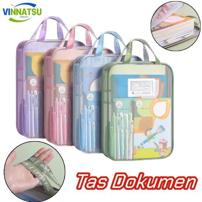 Vinnatsu - Tas Dokumen Transparan 3 Lapis/ File Holder Lucu/ Tas Folder Portabel/ Tas Penyortiran