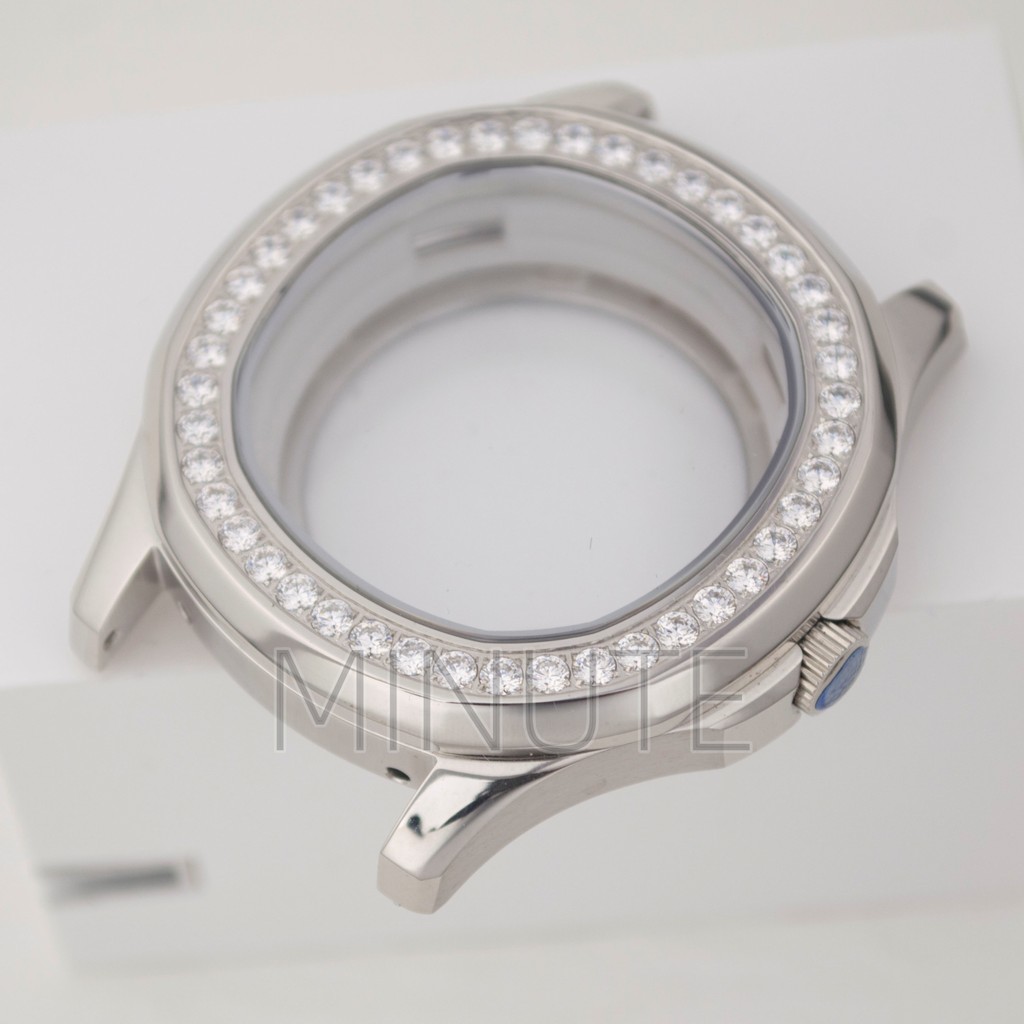 NH35 Case 42mm 316L Stainless Steel Luxury Diamond Watch Case Sapphire Glass Waterproof For AQUANAUT